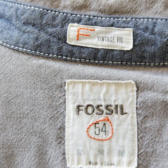 Fossil Men's Vintage-Fit Gray cotton button-down shirt size M - Picture 3 of 4